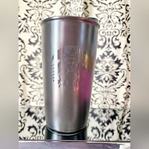 Starbucks 2015 Matte Black Insulated Ceramic Coffee Cup Travel Tumbler 12oz.